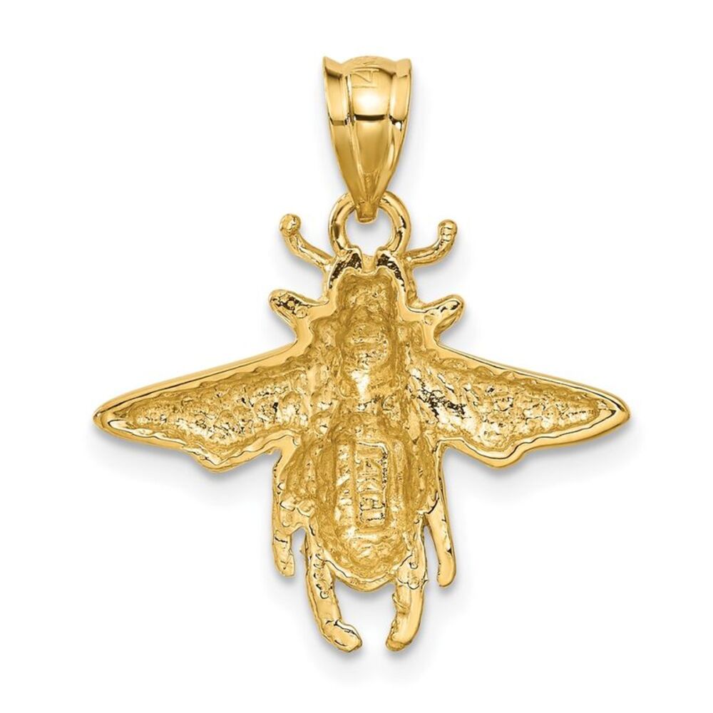 14k Yellow Gold Solid Open-Backed Bee Pendant - image 3